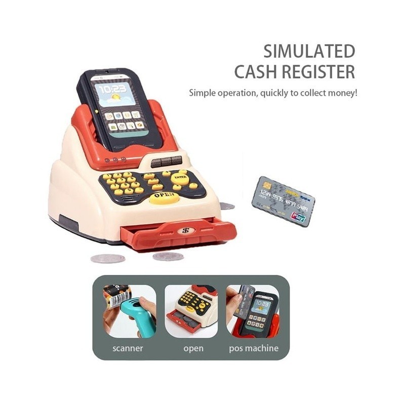 как выглядит Supermarket Play Set W/ Shopping Cart Grocery Cash Register Toy Kids 3-7 Plastic фото