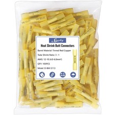 Heat Shrink Butt Wire Connectors, 105Pcs 12-10 AWG Yellow Insulated Waterproo...