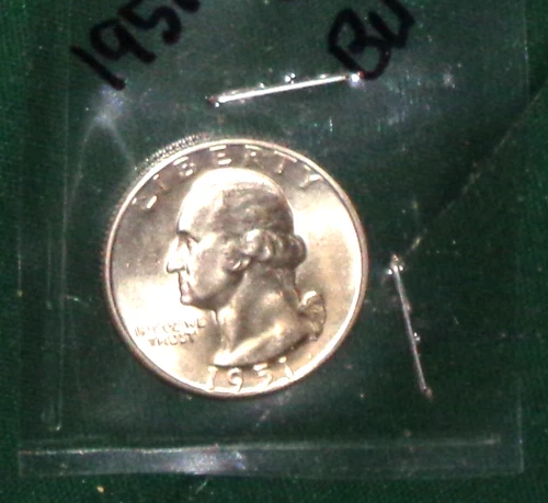 1951-D SILVER WASHINGTON HEAD QUARTER - GRADES "BRILLIANT UNCIRCULATED"