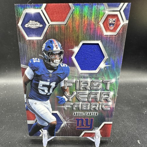 ABDUL CARTER Rookie Relic 2025 Topps Chrome First Year Fabric New York Giants
