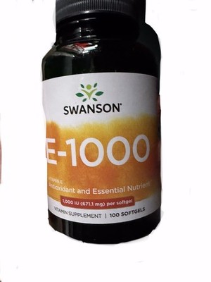 Swanson Vitamin E 1,000 IU 671.1 mg 100 Softgels Antioxidant Supplement