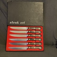 Dreizack Vintage Steak Knife Set of 6, Solingen Germany,W/ Box