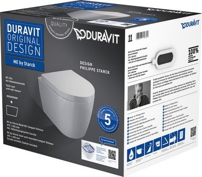 DURAVIT 45300900A1 ME by Starck Wand-WC spülrandlos weiß 370 x 390 mm Tiefspüler