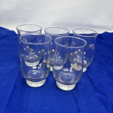 Pfaltzgraff 12 oz Footed Tumbler Lot of 5 Remembrance, Libby Glass