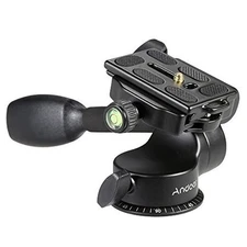 Andoer Camera Tripod Handle Ball Head 3-Way Fluid Head with Quick Release Plate
