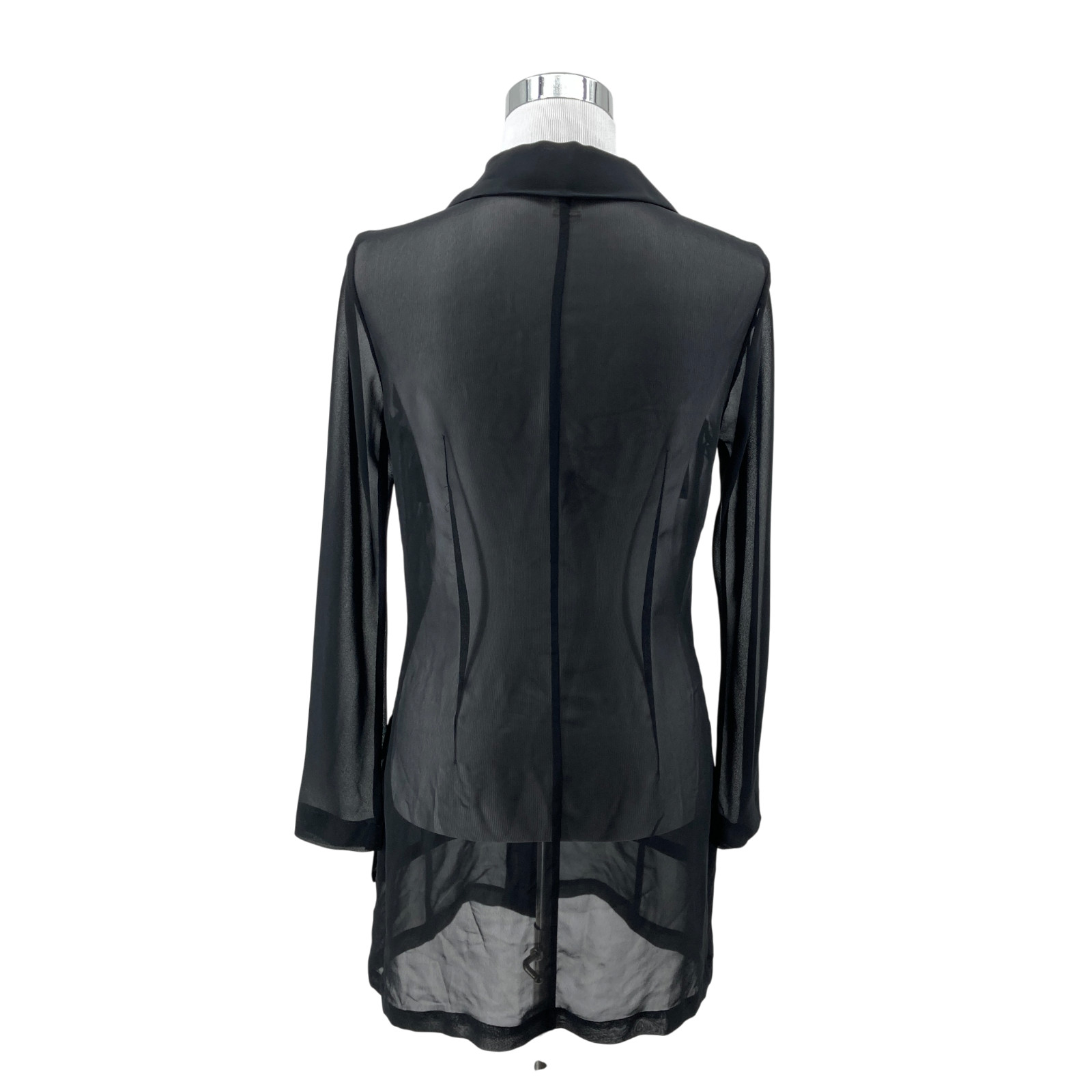 Express Sheer Black Button Front Utility Shirt Bl… - image 4