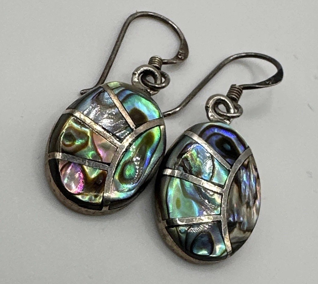 Drop Dangle 925 Silver Abalone Shell Gemstone Mot… - image 14
