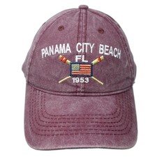 Panama City Beach FL 1953 Slideback Hat Red One Size Embroidered Outdoor
