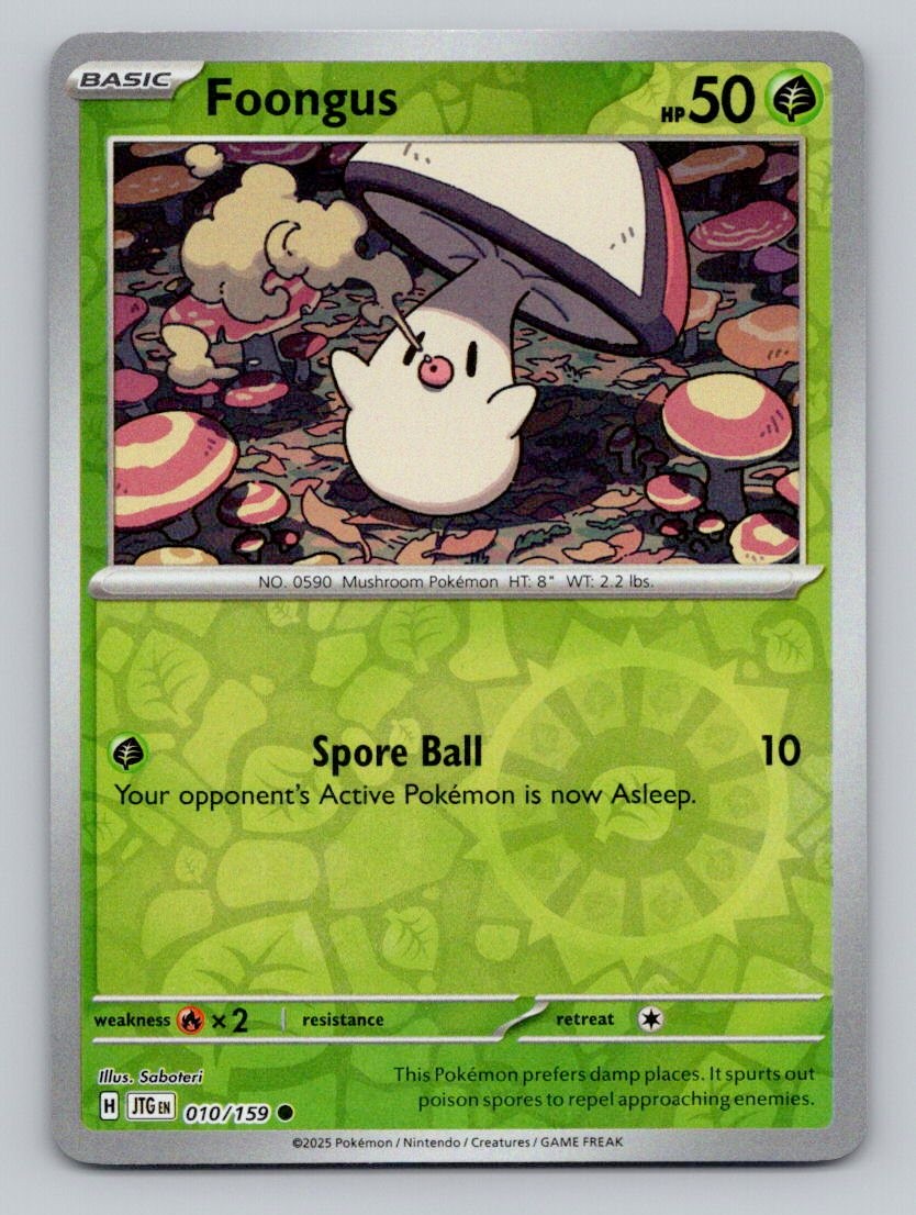 Foongus 010/159 Common Journey Together Pokemon Reverse Holo Near Mint