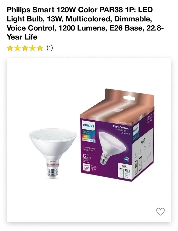 Philips Smart LED 120-Watt PAR38 Floodlight Light Bulb E26 Medium Base 2 Pack - Image 4 of 4