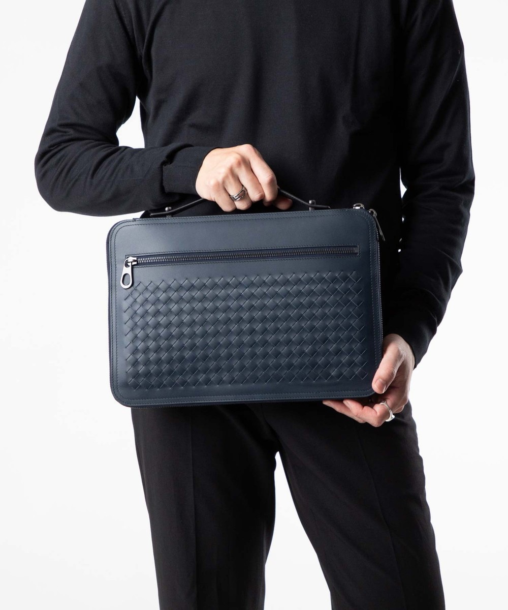 Bottega Veneta Men's Business Briefcase Bag in Intrecciato Leather