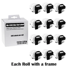 12Rolls 2.4in x 3.9in White Paper Shipping Labels DK-1202 For Brother QL-500/700