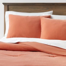 Threshold Velvet Comforter Set Modern Solid Year-Round, Terracotta, Full/Queen
