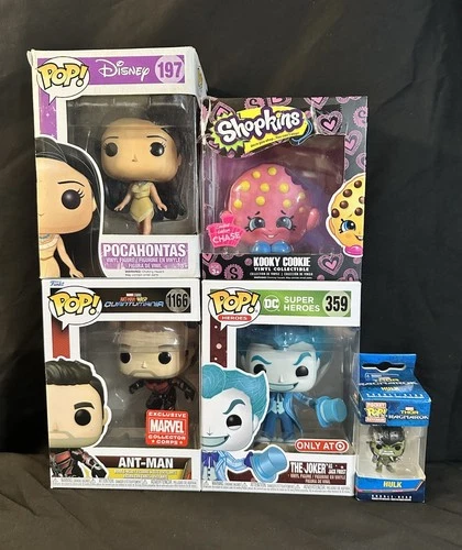 Lot of 5 Funko Pop Shopkins Pocket Keychain Hulk Joker Pocahontas Ant-Man Chase