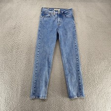 Levis Wedgie Straight Jeans Womens 25 Blue Button Fly High Rise Stretch Denim