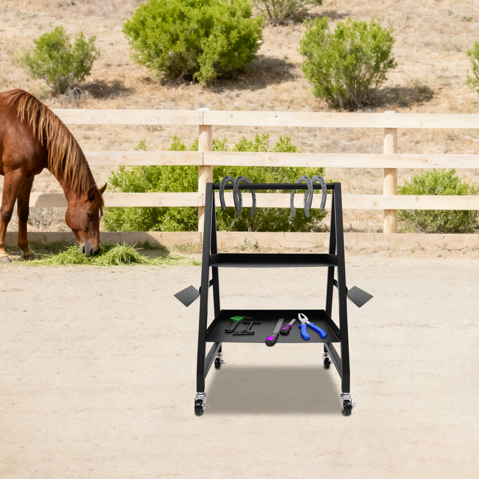 2 Tier Rolling Tool Cart 40 LBS Capacity Service Cart for Warehouse Portable