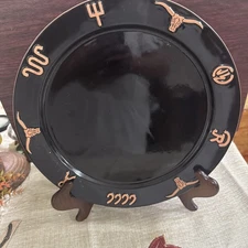 Frankoma King Ranch Green Large Round Platter 13.25 in Longhorn Pottery