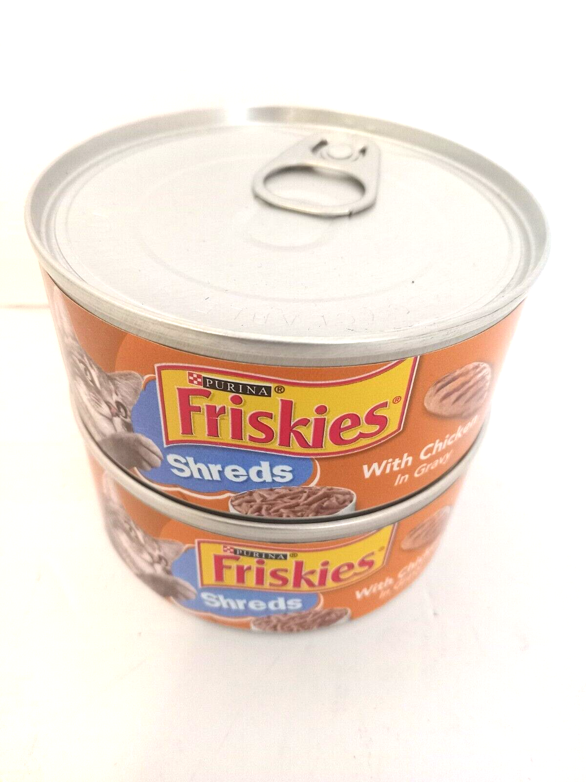 Purina Friskies Wet Cat Food 5.5 oz Shreds Chicken In Gravy Cans Set Of 2