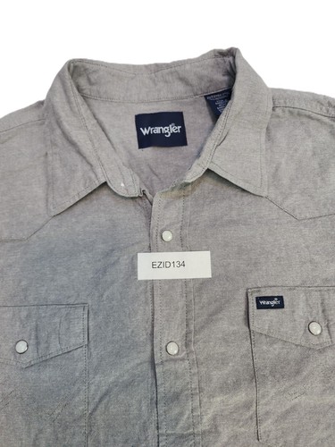 Camisa Western Manga Larga Wrangler Perla Broches de Presión Gris Sólido Para Hombres Talla 2XT - Imagen 9 de 11