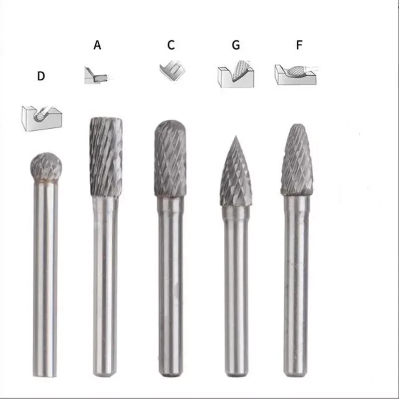 5x Tungsten Steel Carbide Rotary Burr Set 1/4inch Shank 8MM Head Die Grinder Bit - Image 2 of 4
