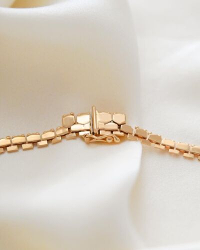 4-17mm 14kYellow Gold Vintage Honeycomb Link Flexible 16in Choker Necklace - Picture 8 of 9