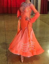 B9013 women ballroom Waltz Tango standard dance dress US 10 coral