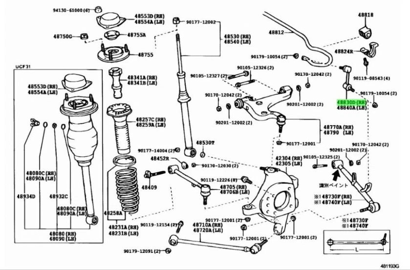Toyota Genuine LINK ASSY, REAR STABILIZER, RH LEXUS LS430 UCF30 ☆ 48830-50030 ☆ - Image 3 of 3
