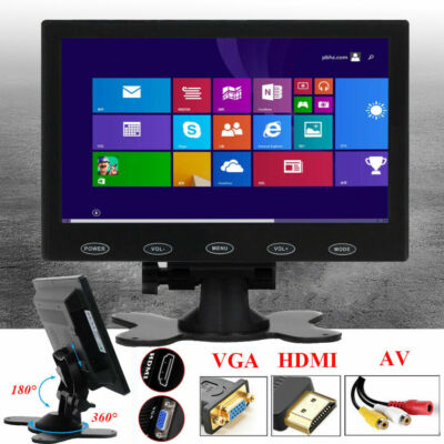 7'' LCD CCTV Monitor HD PC Screen AV RCA VGA HDMI 1080P for Raspberry Pi DSLR -US