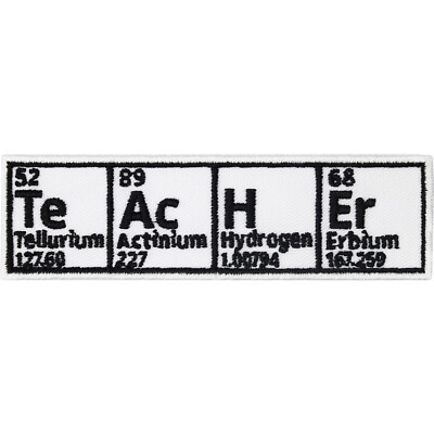 TEACHER Patches lustige Aufnäher Periodensystem der Elemente ''Teacher'' 100x30mm