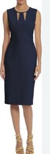 NWT Donna Morgan Womens Midi Sheath Dress 8 Neck Cutouts Stretch Blue