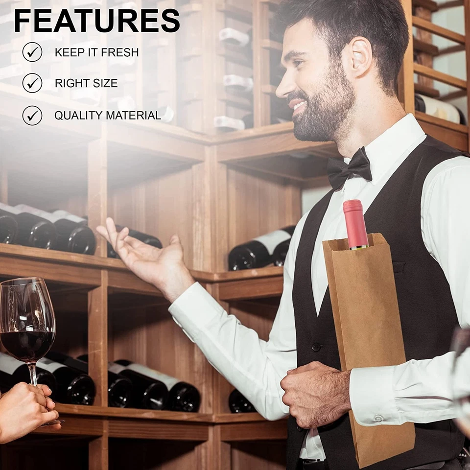 Bolsas de papel/botellas de vino marrón cuarto de galón MT Products bolsas de regalo - paquete de 1000 Foto 3 de 4