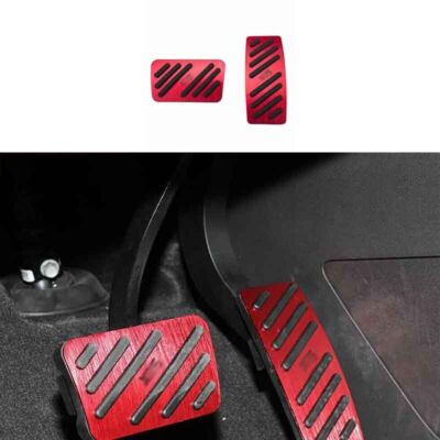 Red Aluminum Accelerator Brake Pad Pedal Trim For 2016-2020 Cadillac XT5