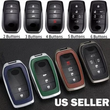 For Toyota Sienna Venza Yaris Corolla Metal Leather Car Key Fob Cover Case NEW