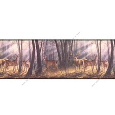 Deer Buck Doe Hunting Forest Wildlife Nature Cabin Lodge Wallpaper Border 10.3"