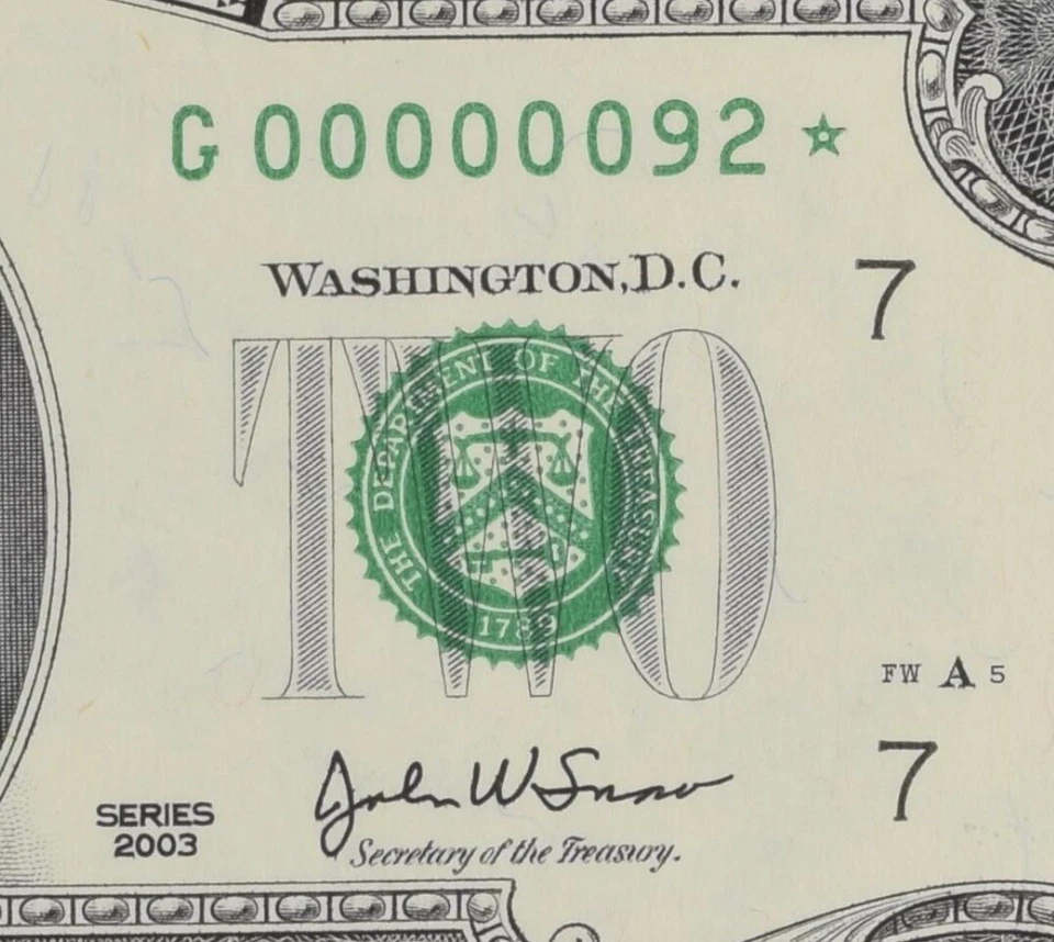 2003 $2 FRN PMG 63EPQ - G00000092* Birthyear 1992 - Image 2 of 3