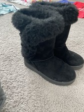 Kohls GIRLS Casual Faux Fur Lined Nlack Winter Boots -SIZE 1