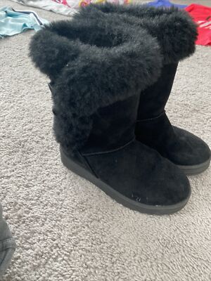 Kohls GIRLS Casual Faux Fur Lined Nlack Winter Boots -SIZE