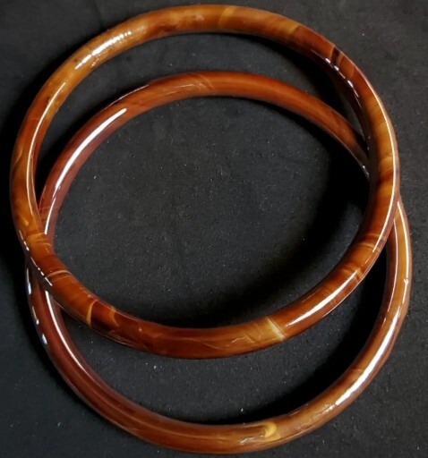 Tortoise Shell Glass Bracelets w AB Metallic Fini… - image 5