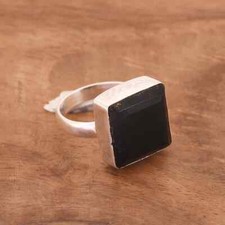 Black Onyx Gemstone 925 Sterling Silver Handmade Ring All Size