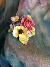 Vintage Brooch China Rose Anemone Bouquet Design  💕 Valentine💕#C081# *Item#10*