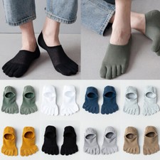 5Pack Men Cotton Toe Socks Five Finger Solid Sport Ankle Breathe Low Cut Classic