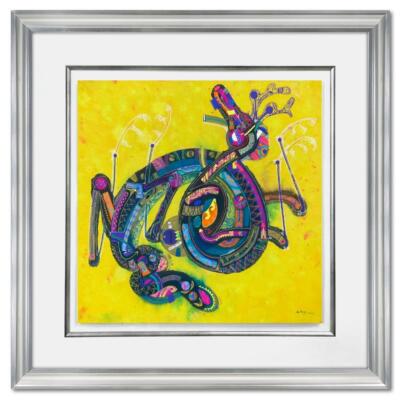 Lu Hong ''Chinese Zodiac Metal Dragon'' Framed Hand Signed Original Painting