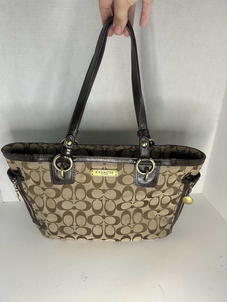 Coach Signature F19249 Side Zippers Gallery Tote Shoulder Coach Signature F19249 Side Zippers Gallery Tote Shoulder