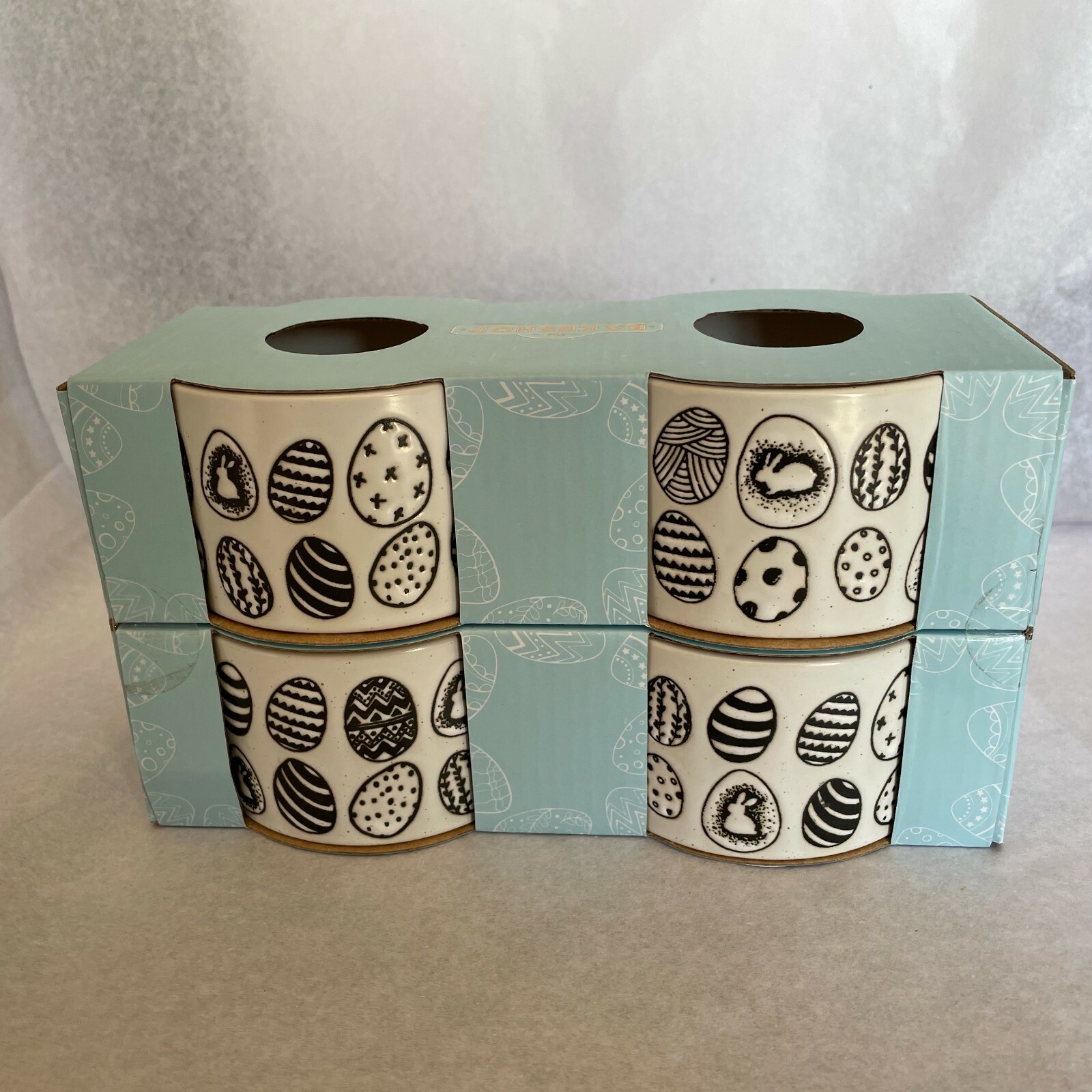 THE by Masterclass Set of 4 Black White Speckle Easter Egg