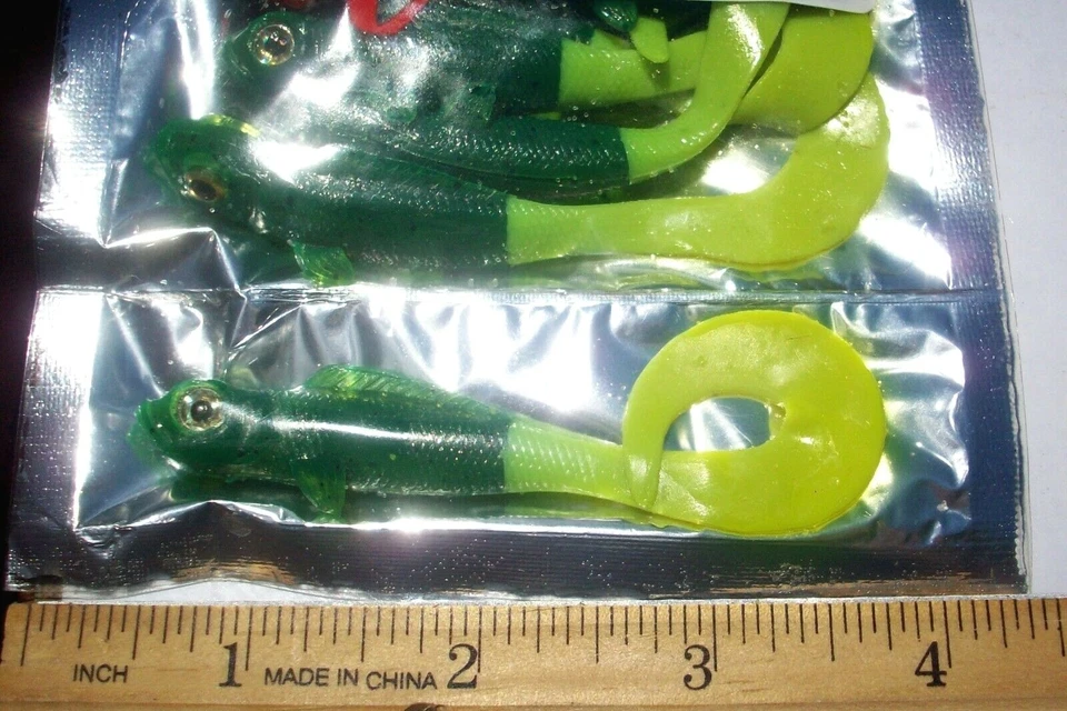 Señuelos de pesca de lubina 10ct EMERALD CHARTREUSE cola 5" SWIMBAIT GRUBS cebos de agua salada Foto 3 de 4