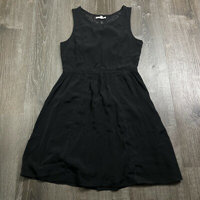 chinese dress ladies American Eagle Black Floral Embroidered Long Sleeve Cut Out A Line Mini  Dress XS