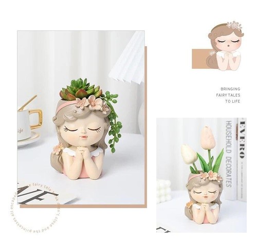 Flower Girl Pot Fairy Garden Ornament Resin Succulents Plants Small Art Figurine - Picture 24 of 28