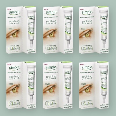 (6) Simple SOOTHING EYE BALM Sensitive Eyes 0.5 Oz Each NIB New