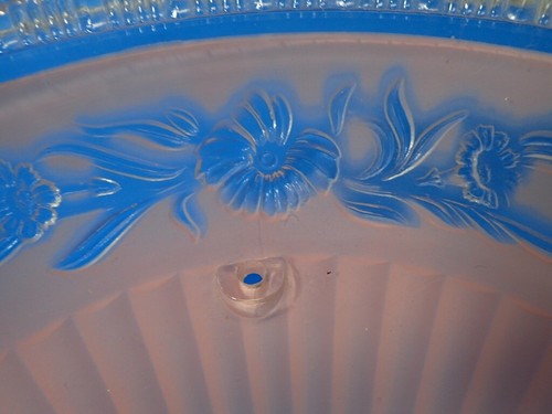 "Apparecchio luce da soffitto vintage vetro sbrinato 3 catene ombreggiatura floreale rialzata 14,25" - Foto 6 di 16