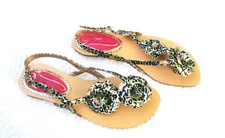 Poetic License  Mint Julip Green and Silver Slides, Embellished, Size 7M